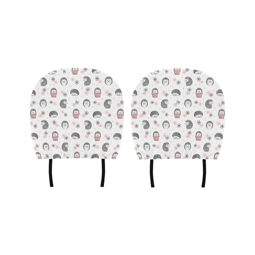 Hedgehog Pattern Print Design 02 Car Headrest Cover