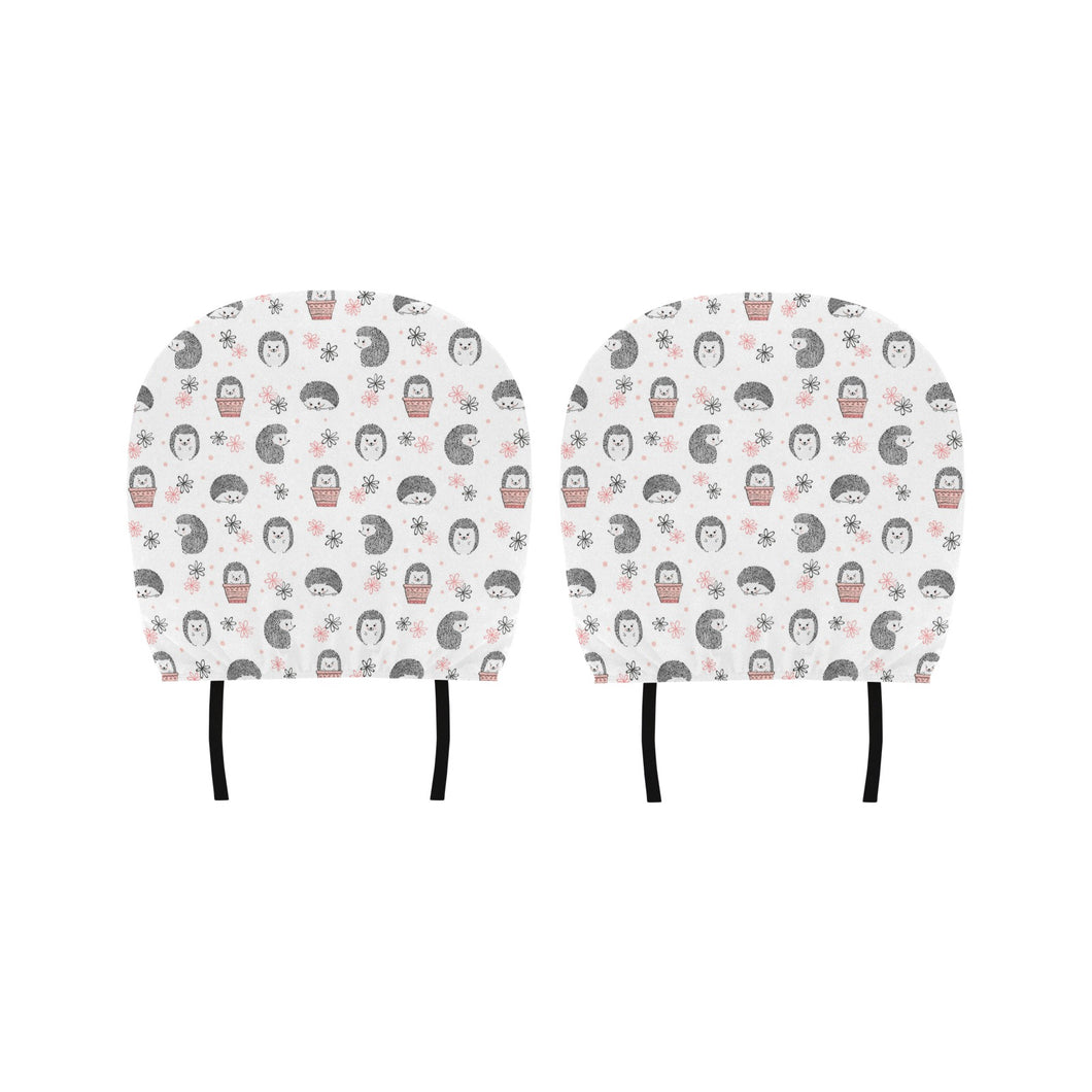 Hedgehog Pattern Print Design 02 Car Headrest Cover