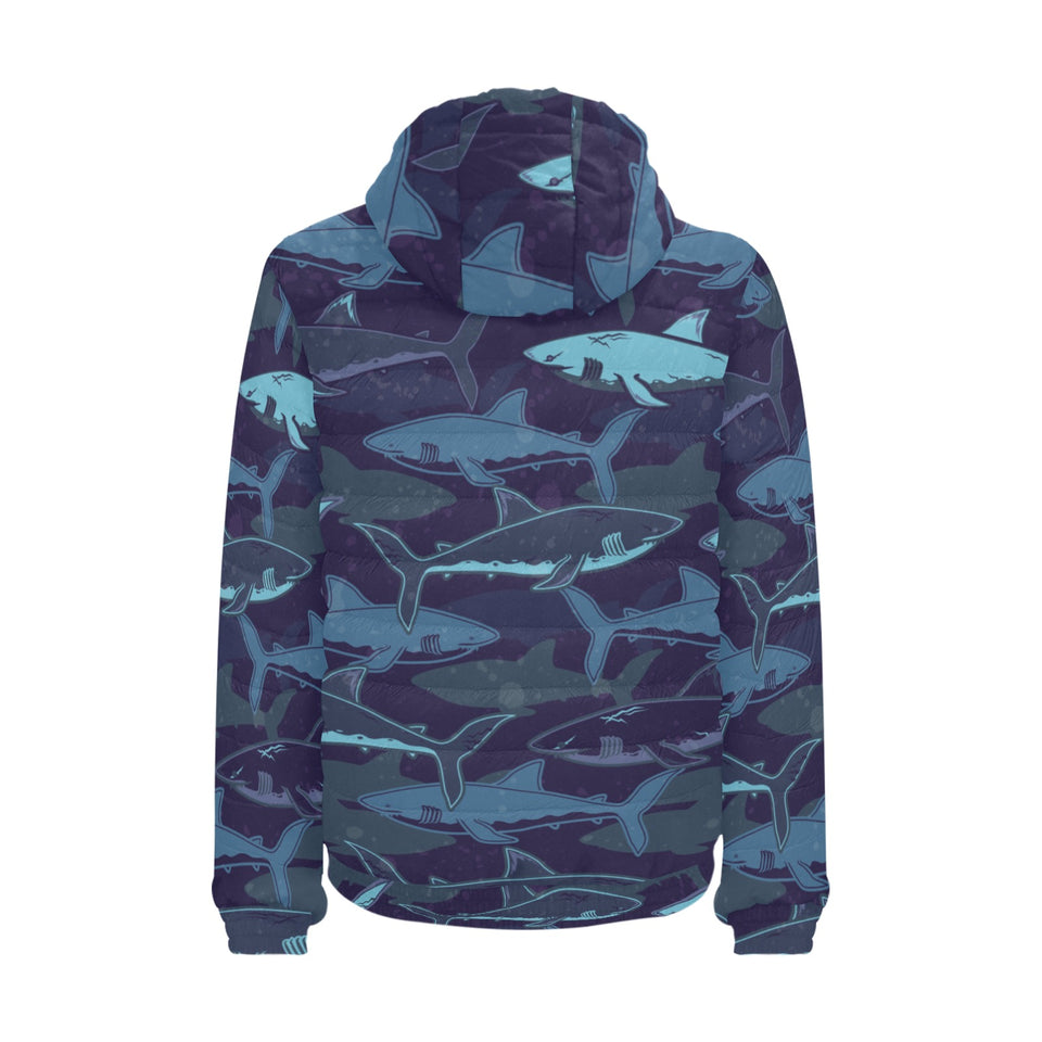Shark pattern Men's Padded Hooded Jacket