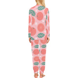 Grapefruit leaves flower pink background Women's All Over Print Pajama Set
