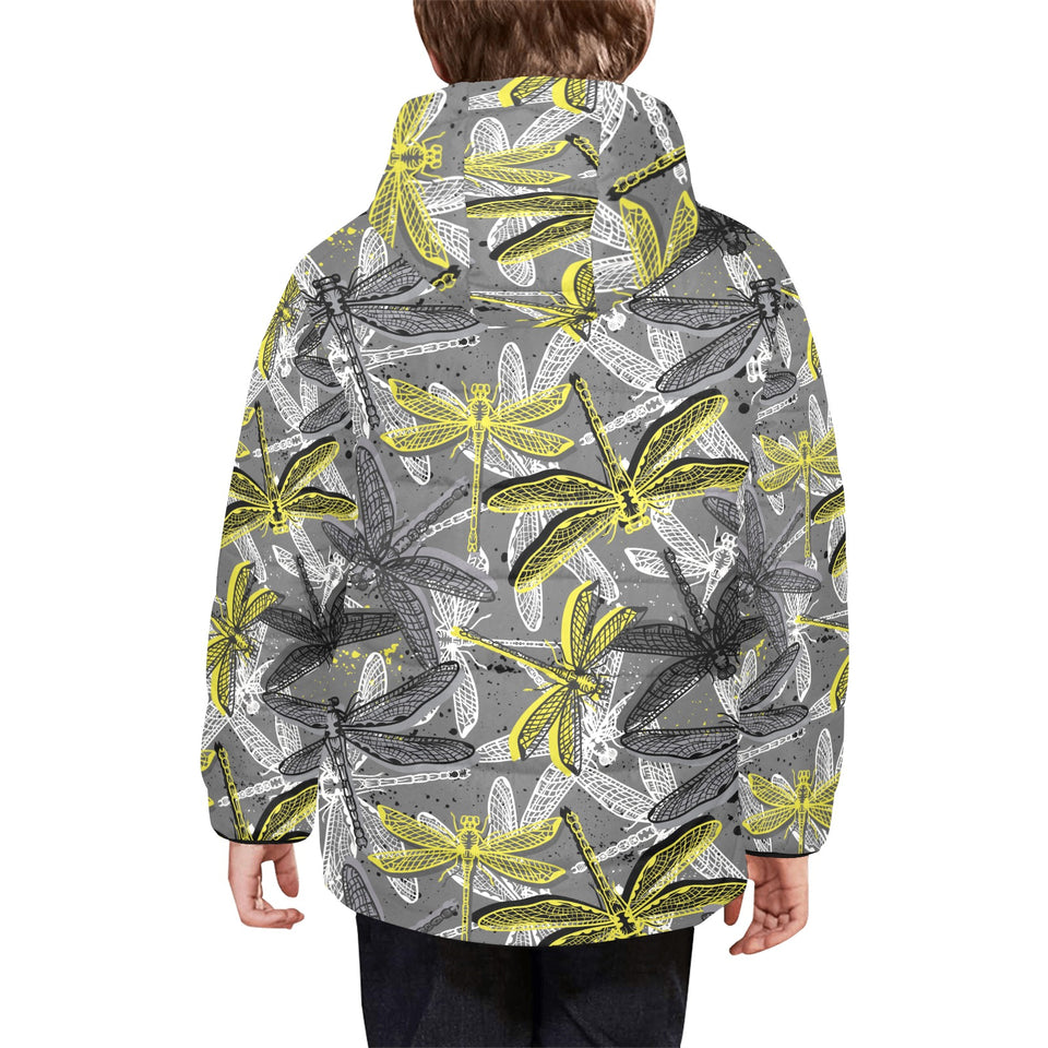 Hand drawn dragonfly pattern Kids' Boys' Girls' Padded Hooded Jacket