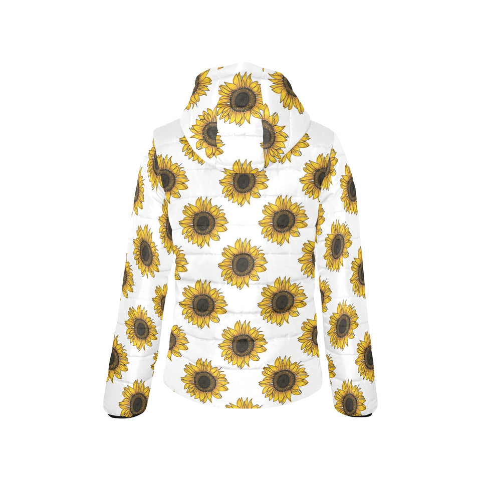 sunflowers design pattern Women's Padded Hooded Jacket