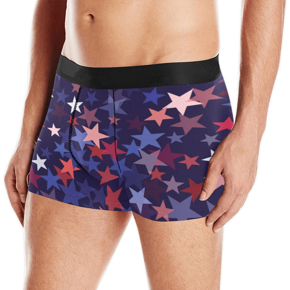 Red blue star pattern Men's All Over Print Boxer Briefs Men's Underwear