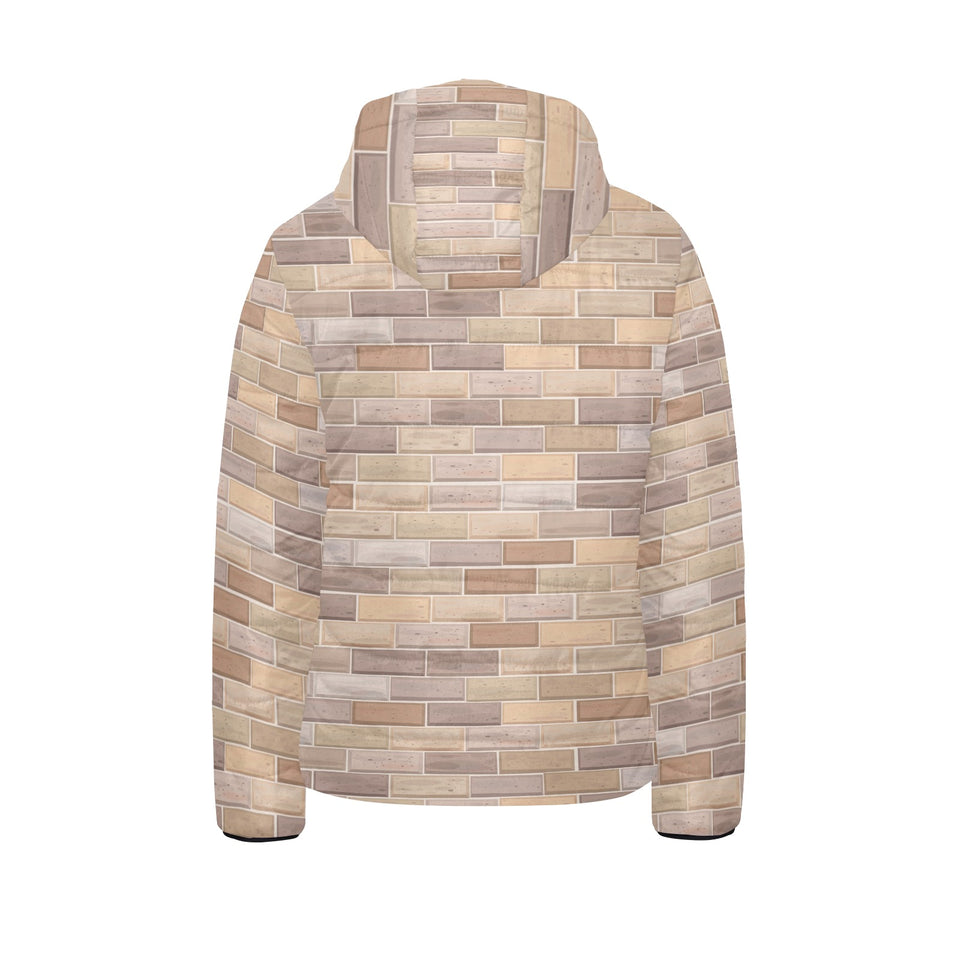 Brick Printed Pattern Print Design 01 Kids' Boys' Girls' Padded Hooded Jacket