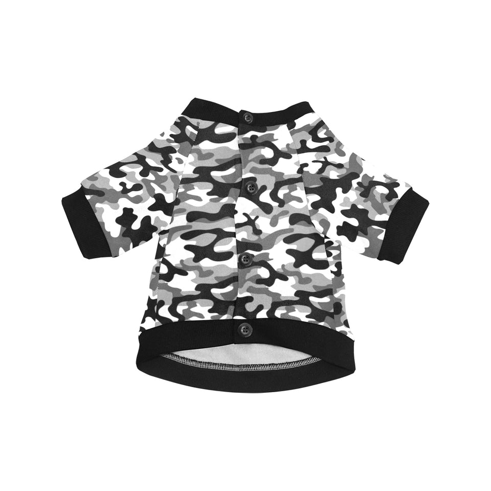 Black white camouflage pattern All Over Print Pet Dog Round Neck Fuzzy Shirt