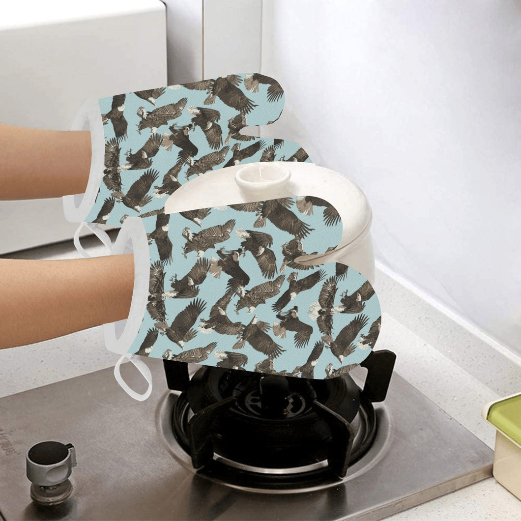 Eagle Pattern Print Design 01 Heat Resistant Oven Mitts