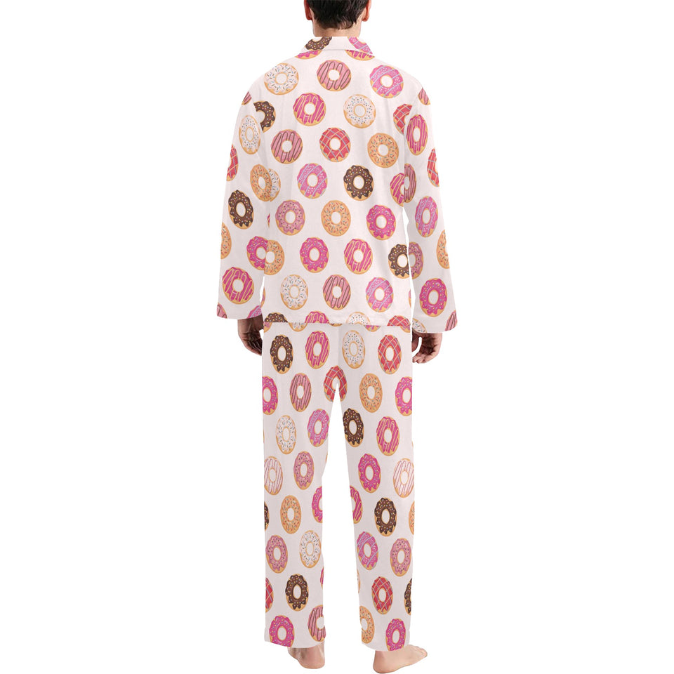Colorful donut pattern Men's Long Pajama Set