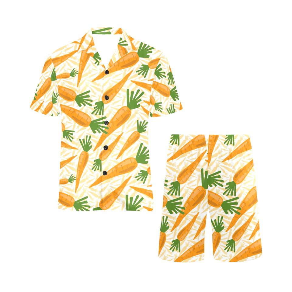 Carrot Pattern Print Design 01 Men's V-Neck Short Pajama Set