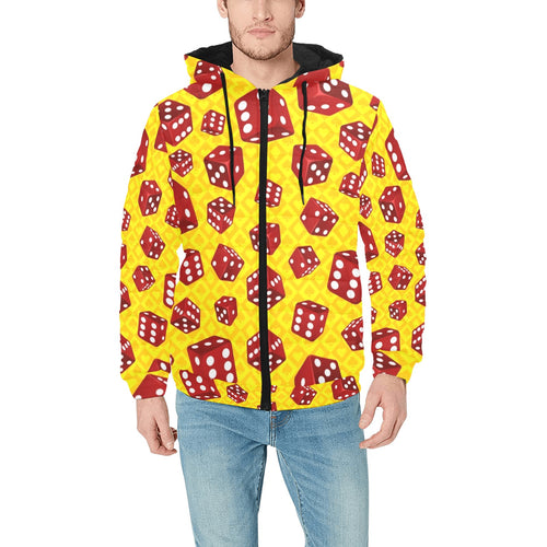 Dice Pattern Print Design 04 Men's Padded Hooded Jacket