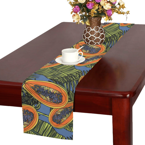 Colorful papaya tropical leaves Table Runner
