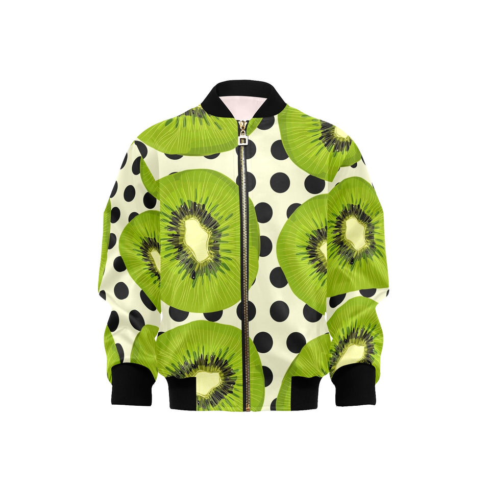 kiwi black dot background Kids' Boys' Girls' Bomber Jacket