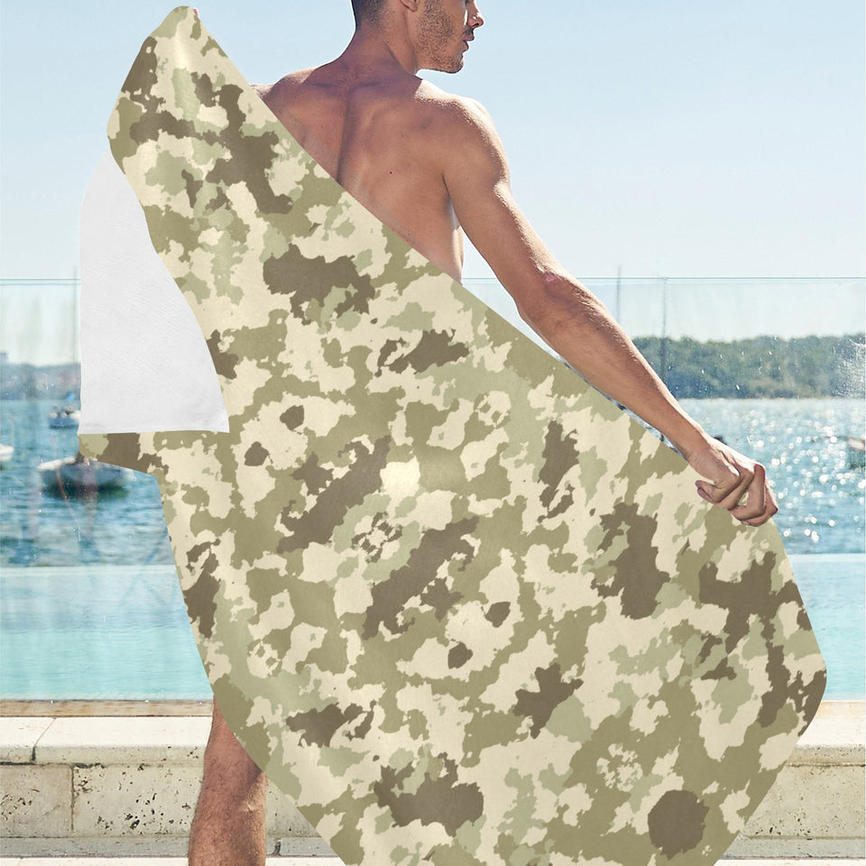 Light Green camouflage pattern Beach Towel