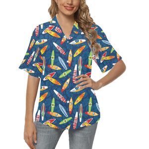 Surfboard Pattern Print Design 01 Women's All Over Print Hawaiian Shirt