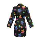 Colorful star pattern Women's Long Sleeve Belted Night Robe