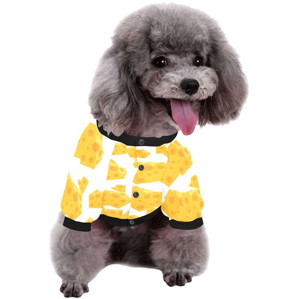 Cheese slice pattern All Over Print Pet Dog Round Neck Fuzzy Shirt