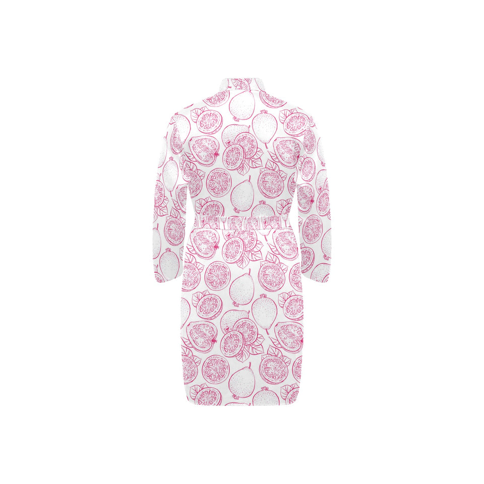 Sketch guava pattern Men's Long Sleeve Belted Night Robe