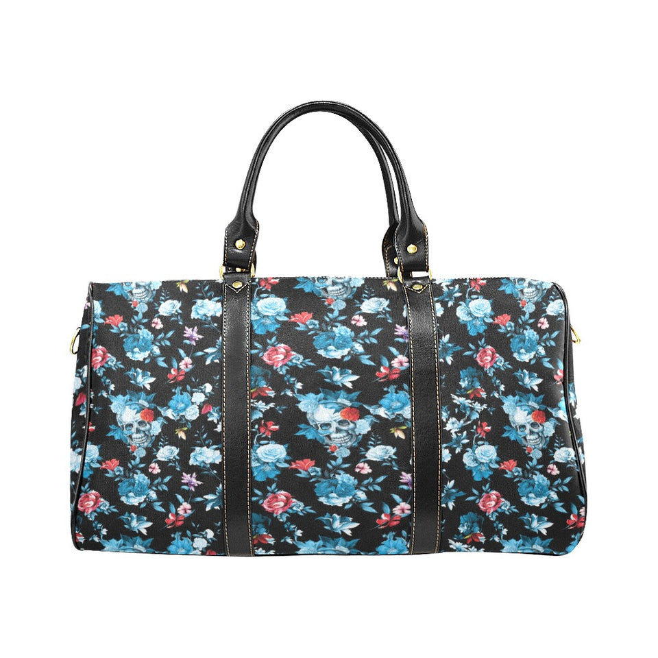 Skull flower roses leave pattern Travel Bag