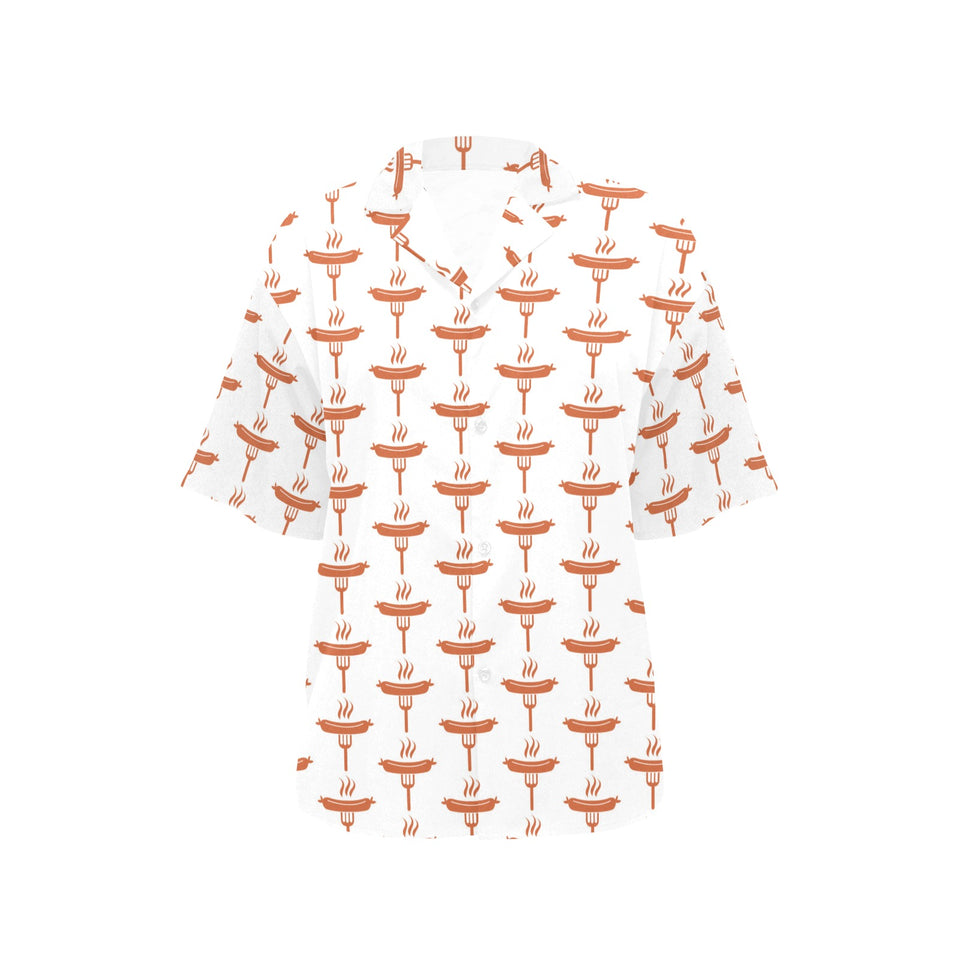 Sausage Pattern Print Design 05 Women's All Over Print Hawaiian Shirt