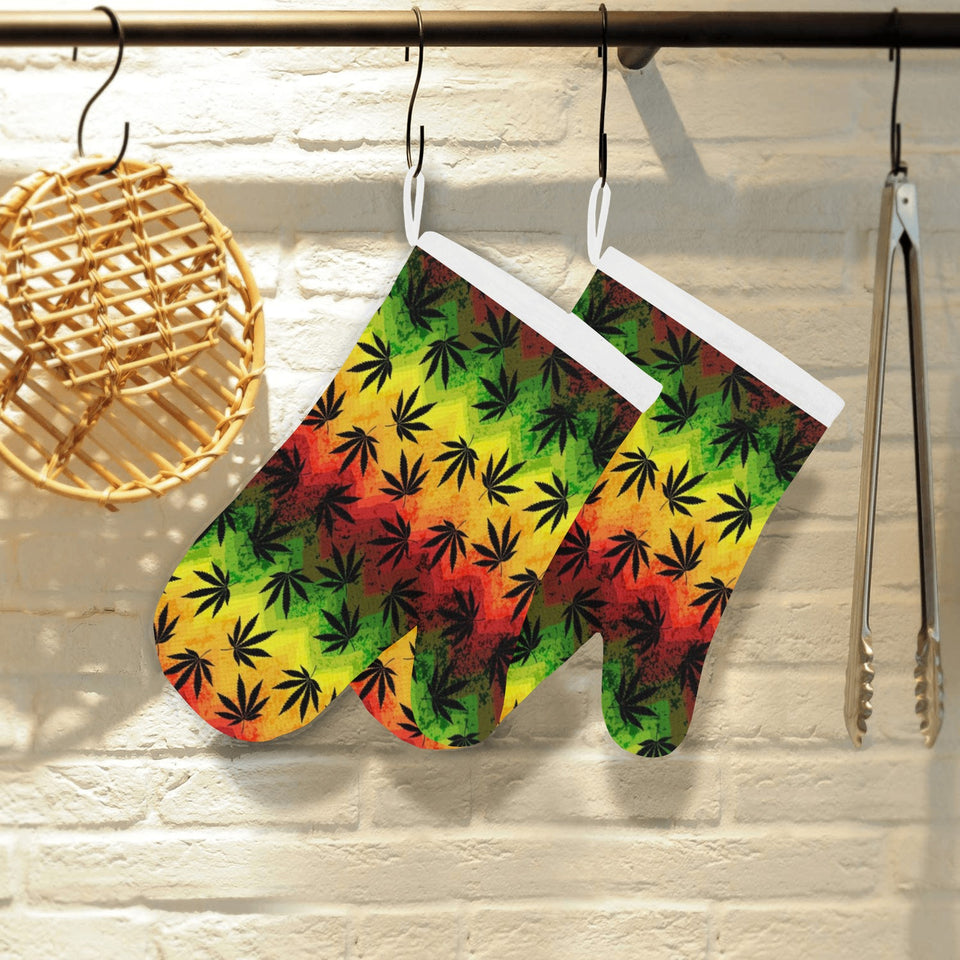 Canabis Marijuana Weed Pattern Print Design 03 Heat Resistant Oven Mitts