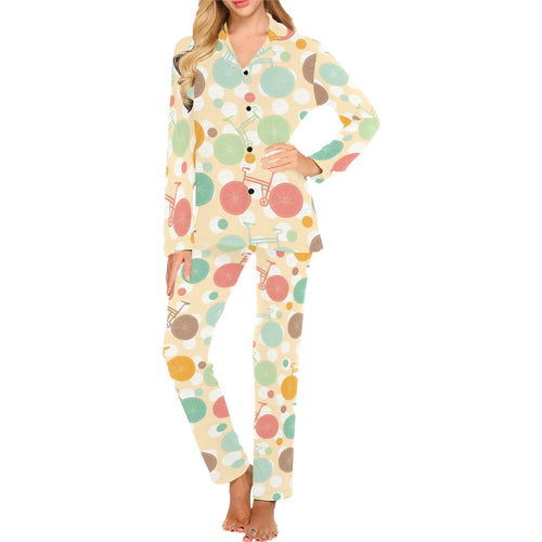 Bicycle Pattern Print Design 01 Women's Long Pajama Set
