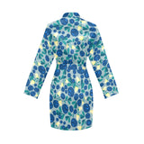blueberry design pattern Women's Long Sleeve Belted Night Robe