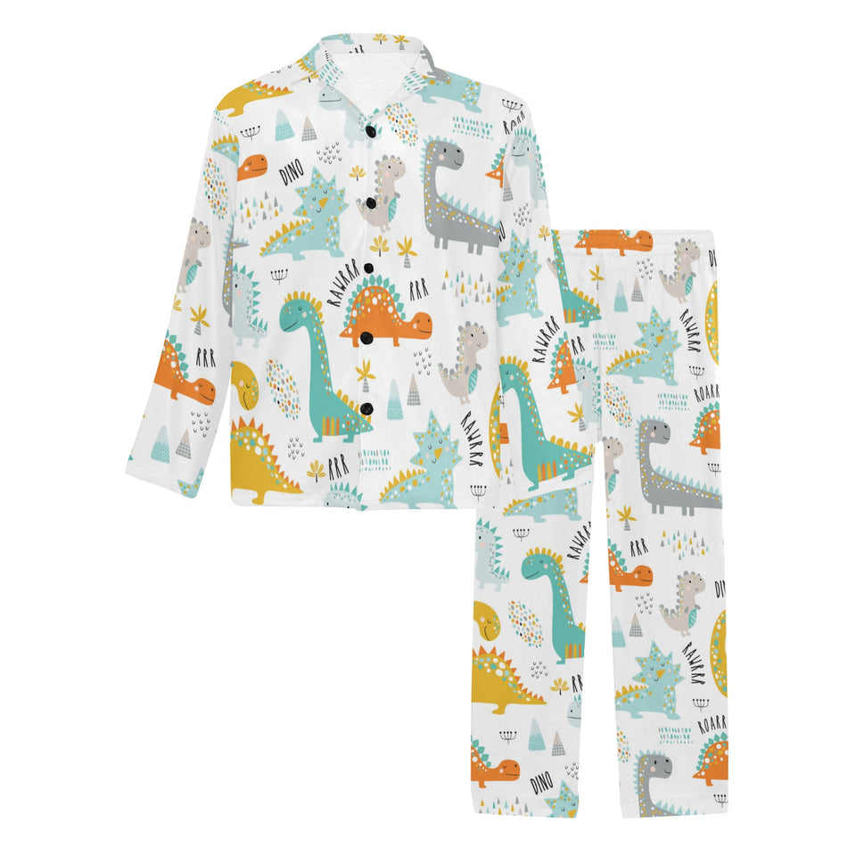 Cute funny kids dinosaurs pattern Men's Long Pajama Set