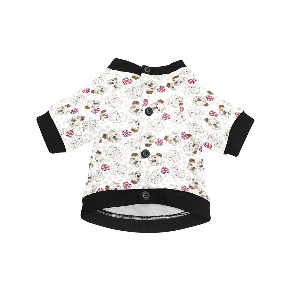 English Bulldog Pattern Print Design 01 All Over Print Pet Dog Round Neck Fuzzy Shirt