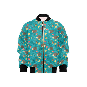 Hedgehog Pattern Print Design 01 Kids' Boys' Girls' Bomber Jacket