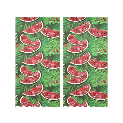 Watermelons tropical palm leaves pattern backgroun Gauze Curtain