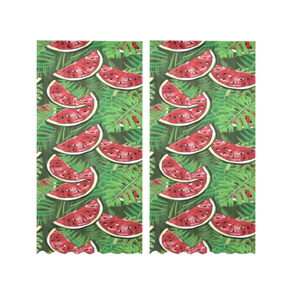 Watermelons tropical palm leaves pattern backgroun Gauze Curtain