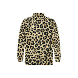 Leopard print design pattern Men's Long Sleeve Polo Shirt
