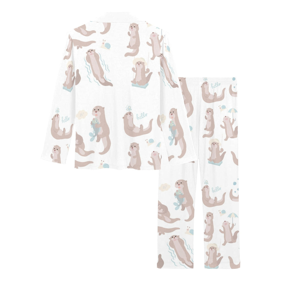 Cute sea otters pattern Women's Long Pajama Set