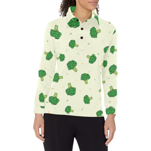 Broccoli pattern Women's Long Sleeve Polo Shirt