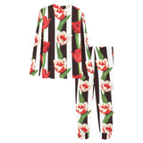 red and white tulips pattern Women's All Over Print Pajama Set