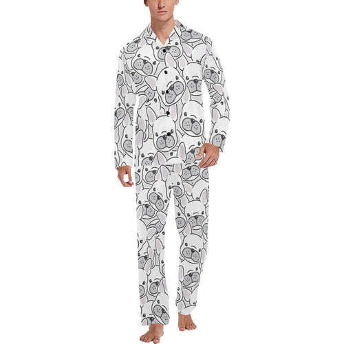 Cute french bulldog head pattern Men's Long Pajama Set