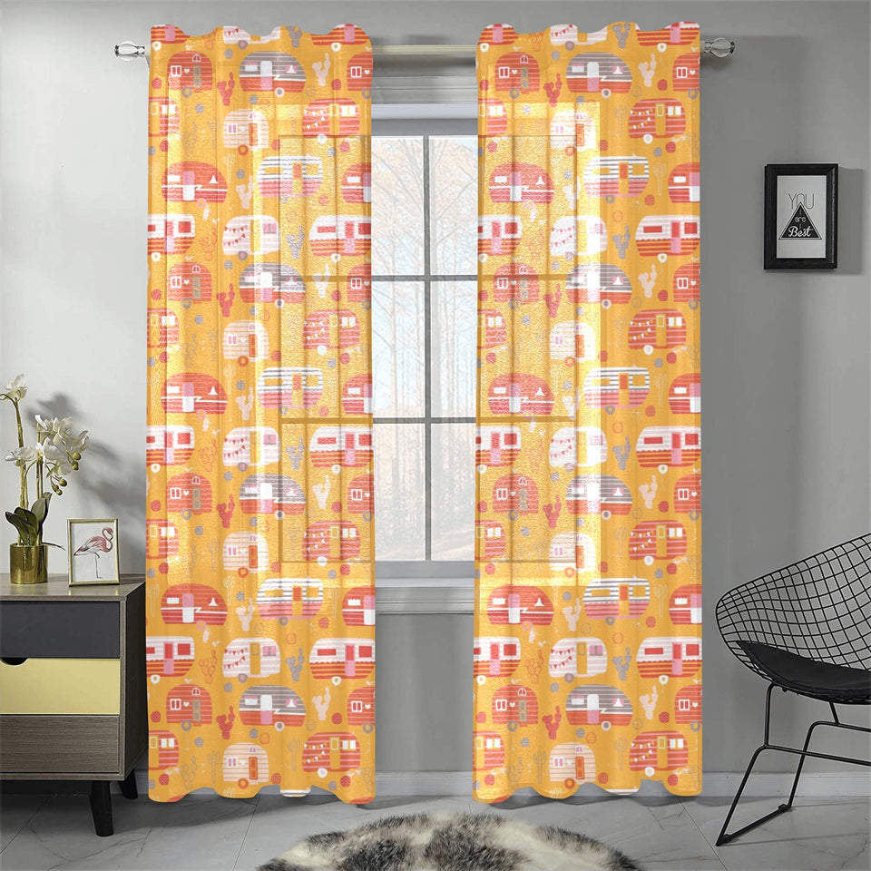Camper Van Pattern Print Design 04 Gauze Curtain