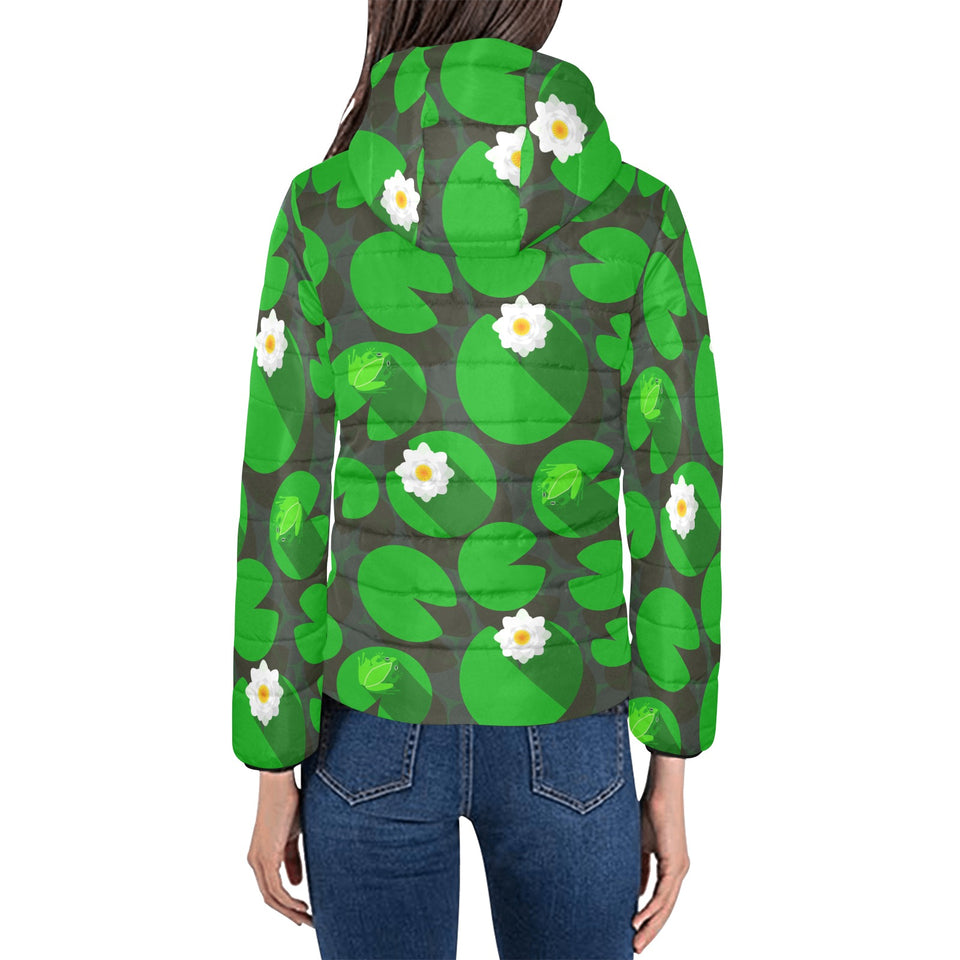 French fries white paper box pattern Women's Padded Hooded Jacket