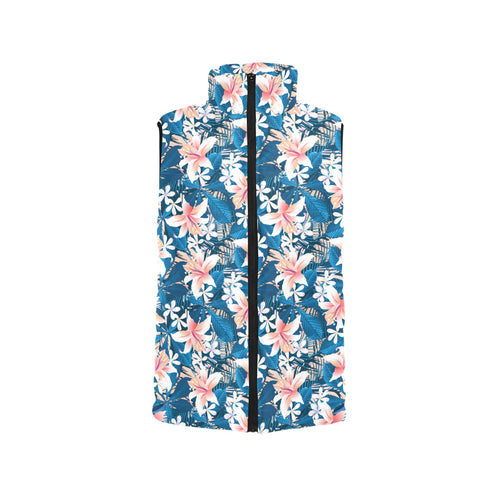 Hibiscus Pattern Print Design 02 Women's Padded Vest