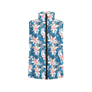 Hibiscus Pattern Print Design 02 Women's Padded Vest