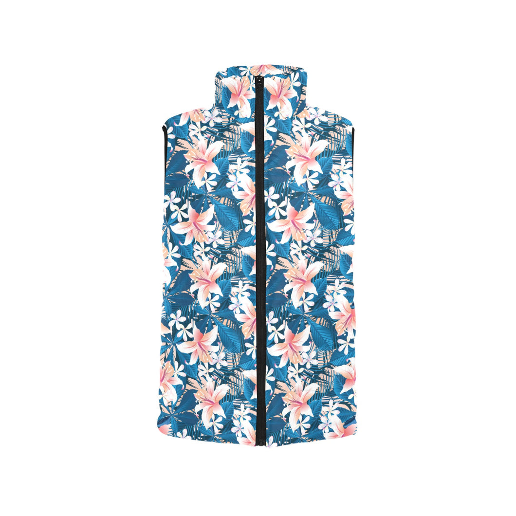 Hibiscus Pattern Print Design 02 Women's Padded Vest