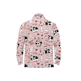 Cows milk product pink background Men's Long Sleeve Polo Shirt