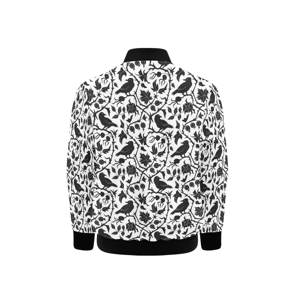 Crow dark floral pattern Kids' Boys' Girls' Bomber Jacket