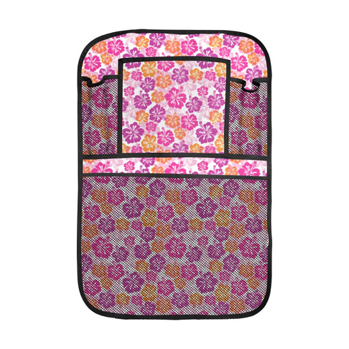Hibiscus Pattern Print Design 01 Car Seat Back Organizer