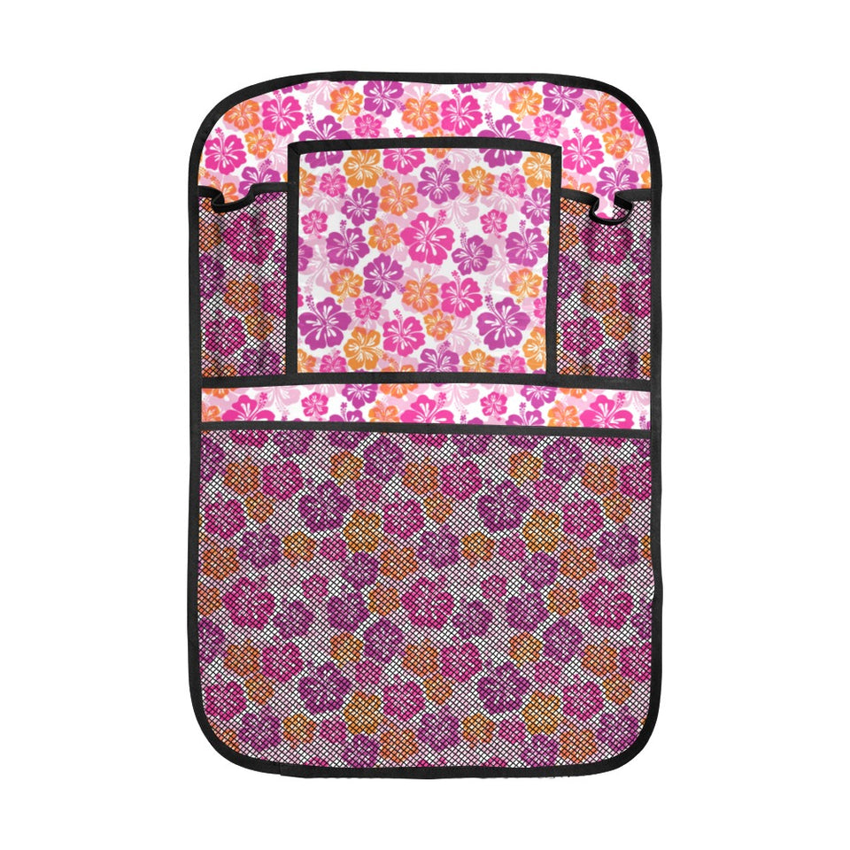 Hibiscus Pattern Print Design 01 Car Seat Back Organizer