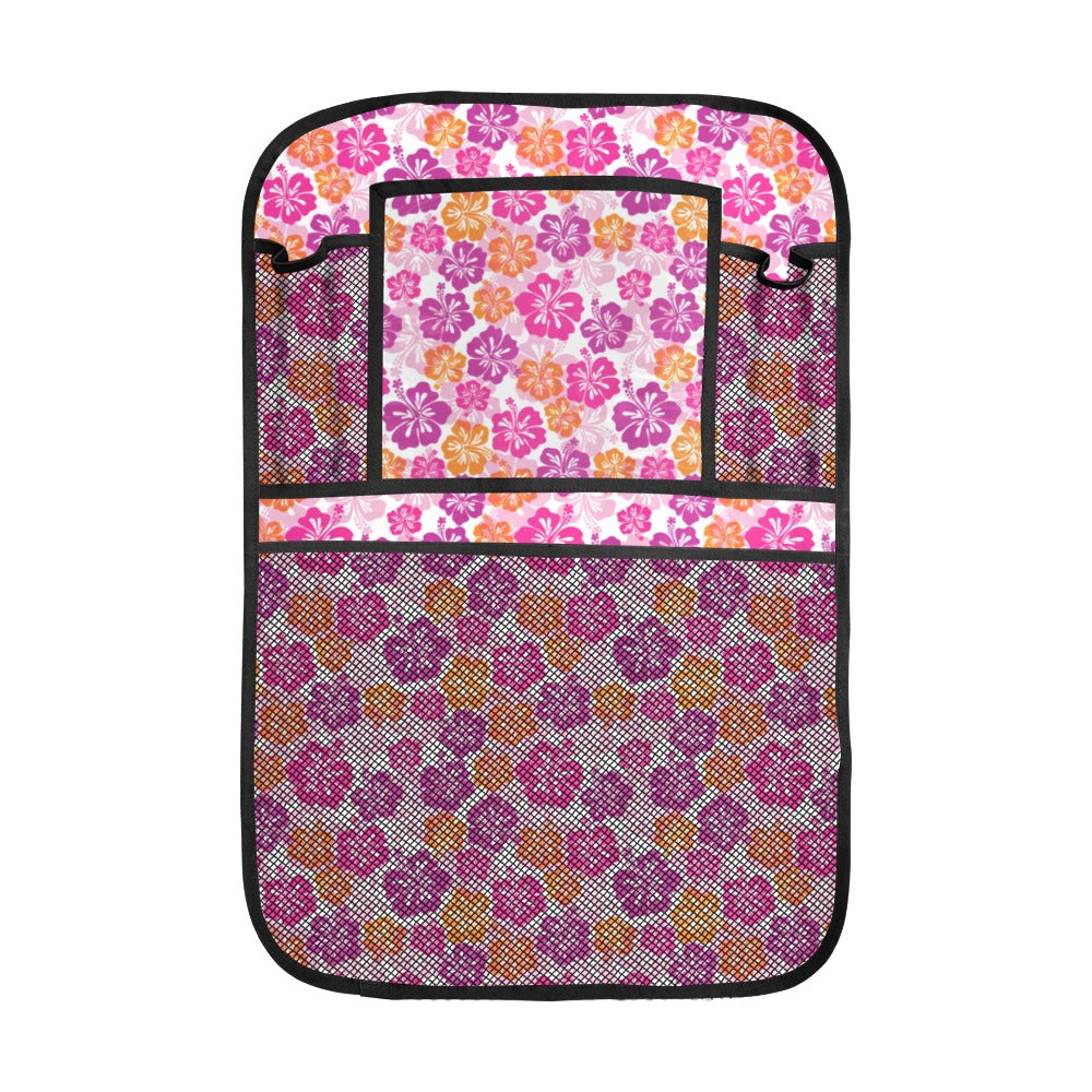 Hibiscus Pattern Print Design 01 Car Seat Back Organizer