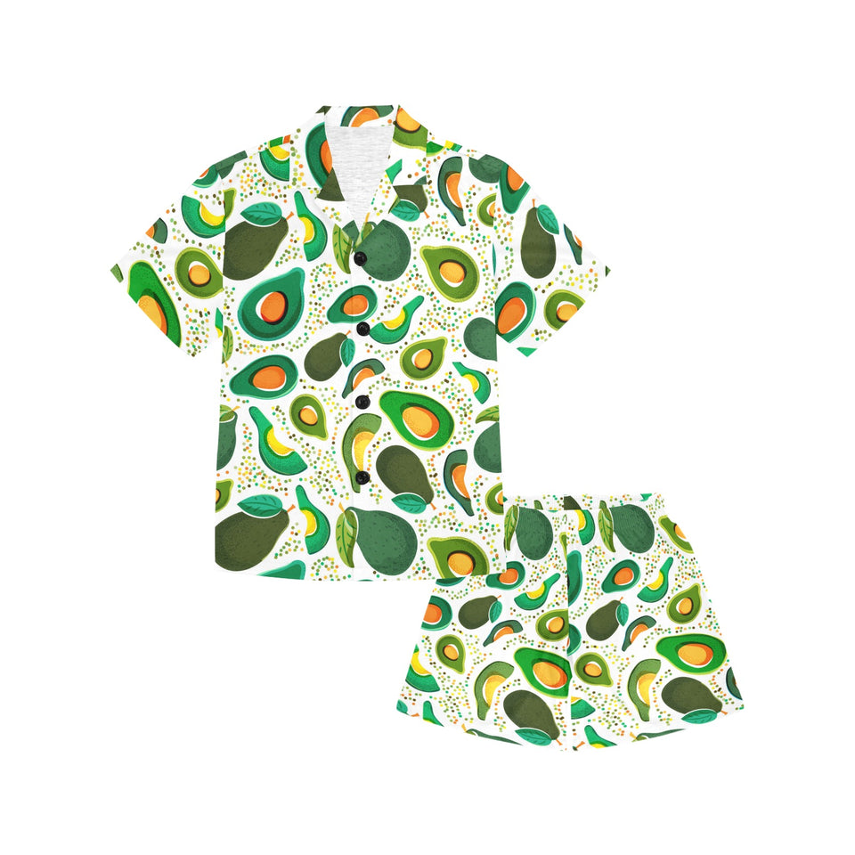 Avocado design pattern Kids' Boys' Girls' V-Neck Short Pajama Set