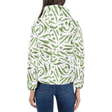 Hand drawn sketch style green Chili peppers patter Women's Padded Hooded Jacket