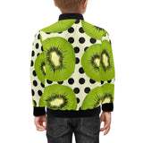 kiwi black dot background Kids' Boys' Girls' Bomber Jacket