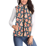 Christmas gingerbread cookie pattern Women's Padded Vest