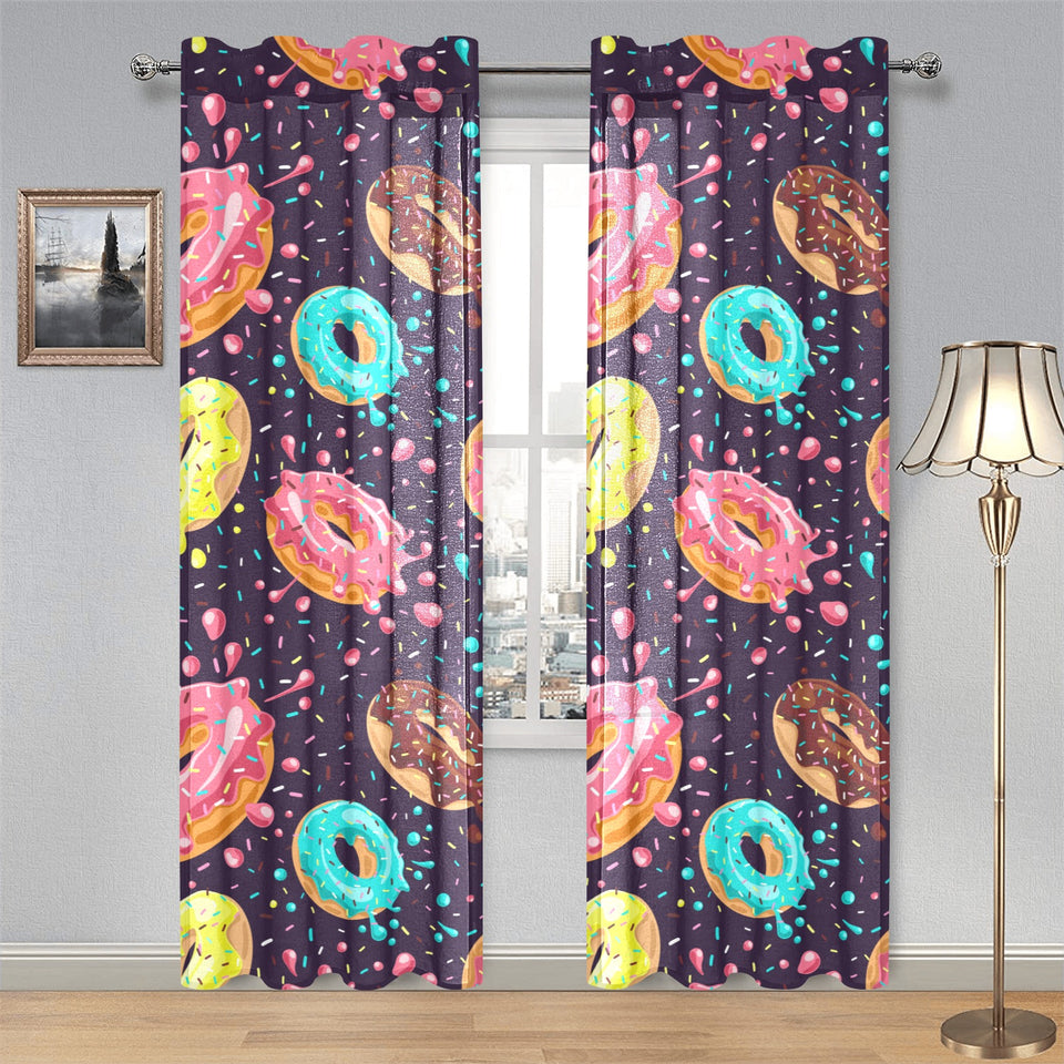 Colorful donut glaze pattern Gauze Curtain